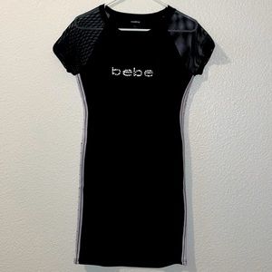 bebe black slim fitting dress